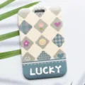 Bonito tarjetero de autobús con diseño floral funda protectora de PVC para estudiante - Estilo de Rombos LUCKY / Sin Accesorios