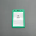 Green plastic ID card holder vertical badge holder for employee student bus pass protective cover - Case Only / Dark Green