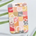 Tarjetero con diseño de flores de pintura al óleo a cuadros bonita funda para tarjeta de estudiante - Estilo Floral de Cuadros de Pintura al Óleo / Sin Accesorios