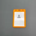 Orange vertical plastic ID badge card holder for employee bus metro access card protection - Case Only / Orange