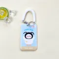 Cute cartoon duck card holder with coil lanyard student access card protective cover badge holder - Braided White Goose / White Spring Rope