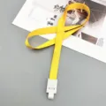 Tour de cou jaune 15mm avec clip plastique porte-badge lanière pour bureau et exposition. - Bouton Pression + Cordon Jaune Clair