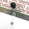 Black metal bell keychain with lobster clasp and clear strap for bag DIY accessories. - Black