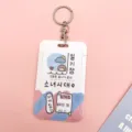 Cute PVC card holder student ID badge holder with keychain and cute cartoon design. - Korean Sticky Note + Round Buckle