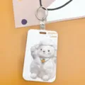 Lindo tarjetero de cordero esponjoso con cordón retráctil, ideal para estudiantes y tarjetas. - Cordero de Peluche + Hebilla Redonda de Correa