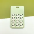 Tarjetero de plástico verde claro con bonito diseño de panda, funda deslizante para estudiantes. - Pandas Sentados / Sin Accesorios