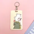 Cute cartoon white bear green dinosaur card holder with keychain lanyard for students ID badge - Dinosaur Bear + Round Buckle