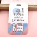 Cute cartoon student bus pass ID badge card holder with convenient retractable lanyard case. - Korean Sticky Note (No Accessories)