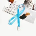Tour de Cou Bleu 15mm de Large Porte Badge Lanière ID Sangle avec Boucle en Plastique - Bouton Pression + Cordon Bleu Ciel