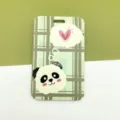 Lindo tarjetero de plástico de panda de dibujos animados estuche para identificación de estudiante - Panda a Rayas / Sin Accesorios