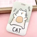 Cute cartoon fat cat card holder bus badge holder student ID protective cover with lanyard. - Fishing Cat (No Accessories)