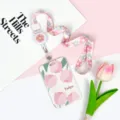 Pink floral ID card holder with cute lanyard and retractable badge reel for daily use. - Five Roses / Pink Blue Five-Leaf Flower Retractable Long Lanyard (Pink Flower)