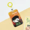 Slide cartoon celebrity student cardholder protective cover for bus card id badge - 2.7 Leather Strip Yellow Keychain / Orange Van Gogh