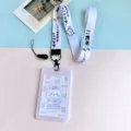 Portatarjetas de identificación de oso de dibujos animados con cordón estudiante - Oso Conejo / Funda PP Vertical + Cordón Oso Ánimo