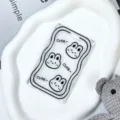 Transparent plastic ID card holder with cute bunny print, protective badge case for students. - Little Rabbit Head Style / No Accessories