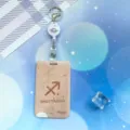 Sagittarius theme slide ID badge holder card sleeve with lanyard and retractable reel - Sagittarius Pattern / White Retractable Badge Clip (Planet)
