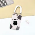 Cute card holder with wrist strap clear sliding bus ID card protective cover case - GOOD Bear / White Spring Rope