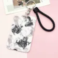 Custodia per carte intrecciata nera con cuore astratto e portachiavi in metallo per uso quotidiano. - Motivo a Cuore Con Corda in Pelle Bordata Nero / Nero