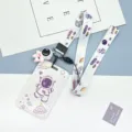 Cute astronaut lanyard and card holder set, perfect for students, ID cards, and daily commuting. - Purple Astronaut + Astronaut Lanyard (Pink Figurine)
