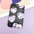 Black purple marble heart pattern card holder stylish badge case commuter bus ID card protector - Black With Big Hearts / No Accessories