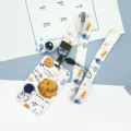 Cute astronaut cartoon card holder with lanyard student ID badge protective sleeve case. - Tethered Astronaut + Blue Astronaut Long Lanyard (Blue Figure)