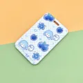 Plastic slide card holder with cute blue fruit pattern for student ID cards and passes. - Plaid Blueberry Girl (No Accessories)