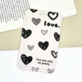 Plastic card holder badge sleeve with cute black grey hearts design for student subway bus card - Grey with Hearts / No Accessories