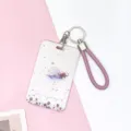 Porte-carte rose avec lanière tressée mignon porte-badge pour carte de transport - Anneau Planétaire Rose / Cordon Rose
