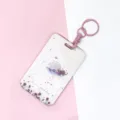Étui de carte rose avec anneau métallique, porte-badge mignon d'étudiant, protège-carte. - Anneau Planétaire Rose / Boucle de Menottes Rose