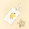 Porte-carte mignon chat noir dessin anime porte-badge etudiant avec anneau de clef blanc - Chat Noir Pleine Lune / Boucle de Menottes Blanche