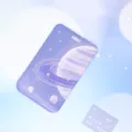 Purple starry sky aesthetic card holder, relief design badge protector for ID cards. - Purple Ringed Planet (No Accessories)