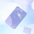 Purple starry sky aesthetic card holder slider transparent ID badge protector cover case - Purple Minor Planet (No Accessories)