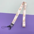 Cute cartoon bear polyester lanyard, ID badge holder neck strap with metal lobster clasp. - Milk Tea Bear Long Lanyard