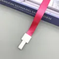 Hot pink lanyard with white plastic buckle for work badges and ID cards 1.5 cm width. - Rose Red
