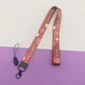 Polyester lanyard for ID badge campus card neck strap with cute flower design and hook - Little Red Flower Long Lanyard
