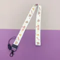 Cartoon printed polyester lanyard for ID badge, school card, neck strap with metal hook. - Cake Bear Long Lanyard