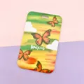 Oil painting style ID card holder with butterfly pattern student bus badge cover - Oil Painting Butterfly / No Accessories