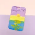 Oil painting style ID card holder bus card protector with lanyard for students and staff. - Oil Painting Purple (No Accessories)