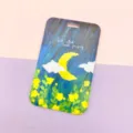 Oil painting style vertical ID badge card holder student bus card protective case cover - Oil Painting Moon (No Accessories)
