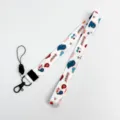 Cute cartoon dinosaur print lanyard with metal clasp for student ID cards, keys and phone holder. - Flower Monster Long Lanyard