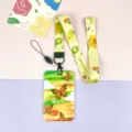 Oil painting style ID card holder with lanyard butterfly sunflower design for students work - Oil Painting Butterfly + Sunflower Long Lanyard