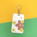 Schüler Ausweishalter mit Schlüsselanhänger Blumenmuster Schutzhülle für Karten ID - Kleines Rotes Blümchen / Runde Schnalle / Weiß