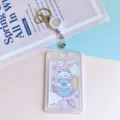 Portatarjetas de oso de dibujos animados con carrete retráctil y funda protectora transparente. - Oso Durmiendo / Funda PP Vertical + Carrete Retráctil Blanco (Oso Corazón)