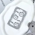 Transparent student card holder with cute bear graphic and print, clear protective badge case. - Bear Head Style / No Accessories