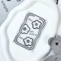 Transparent ID card holder with cute flower print, clear protective badge cover for students. - Flower Style / No Accessories