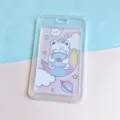 Portatarjetas de identificación de plástico transparente con bonito diseño de osito para estudiantes. - Oso Durmiendo / Funda PP Vertical (Sin Accesorios)