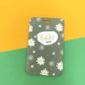 Grüne Gänseblümchen Kartenhülle Schutzhülle Studentenausweis Ausweishalter Buskartenetui Lanyard - Kleine weiße Blumen / Ohne Zubehör / Grün