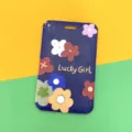 Süßer blauer Cartoon-Kartenhalter mit bunten Blumenmustern und niedlichem Textaufdruck. - Kleine Blume / Ohne Zubehör / Blau