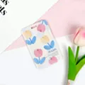 Cute cartoon tulip sliding card holder, protective student ID badge case sleeve cover. - TULIPS Five Flowers / No Accessories