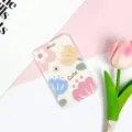 Cartoon floral sliding card holder cute ID badge protector for students and campus cards. - Cute Four Flowers / No Accessories
